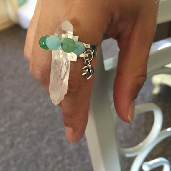 Quartz, Aventurine and Blue Quartzite Wand Ring - Picture 4 of 4